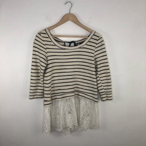Anthropologie Sundays in Brooklyn East Falls Striped Lace Pullover Tunic - Picture 2 of 15